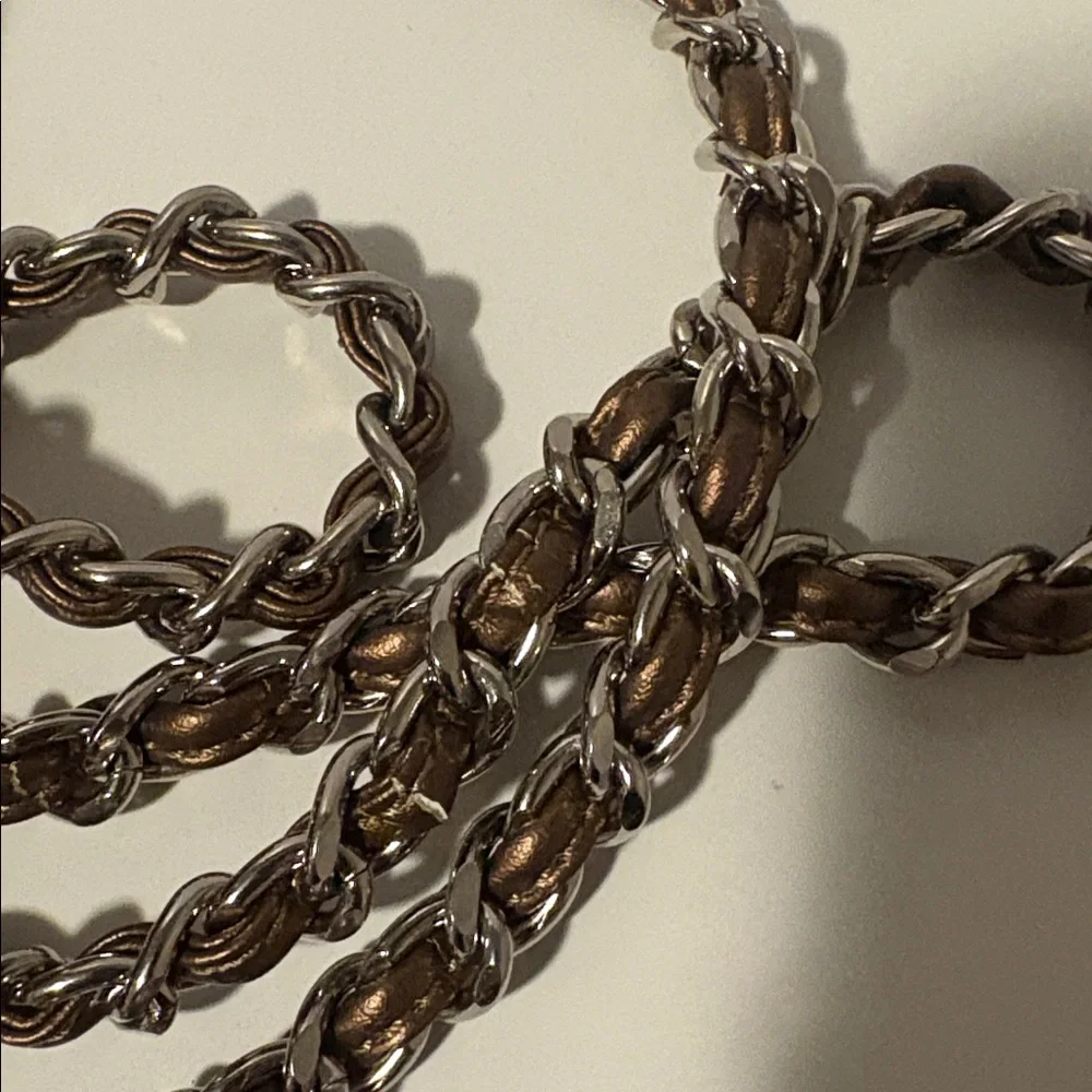 BCBGeneration Bronze Quilted Crossbody With Chain Woven Strap